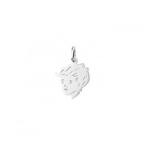 Zilver kinderkopje RH piekhaar 17.5x14 mm jongen - 3160446