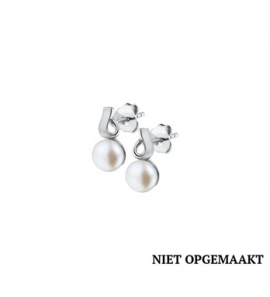 Zilveren oorknop RH mat/glans met zoetwaterparel 7 mm - 3160601