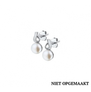 Zilveren oorknop RH mat/glans met zoetwaterparel 7 mm - 3160601