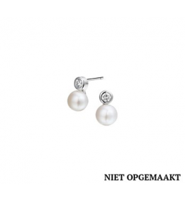 Zilveren oorknop RH met zoetwaterparel 7 mm en zirconia - 3160603