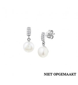 Zilveren oorknop RH met hanger zoetwaterparel en zirconia - 3160604