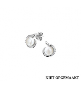 Zilveren oorknop RH met zoetwaterparel 6,5 mm en zirconia - 3160606