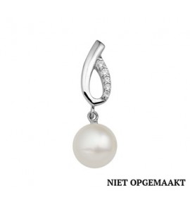 Zilveren hanger RH met zoetwaterparel en zirconia - 3160609