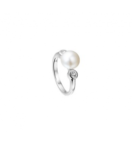 Zilveren ring RH met zoetwaterparel en zirconia maat 17,75 - 3160611