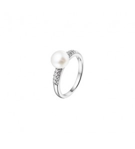 Zilveren ring RH met zoetwaterparel en zirconia maat 17,25 - 3160612