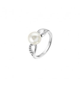 Zilveren ring RH met zoetwaterparel en zirconia maat 17,75 - 3160613