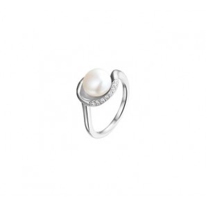Zilveren ring RH met zoetwaterparel en zirconia maat 17¾ - 3160614