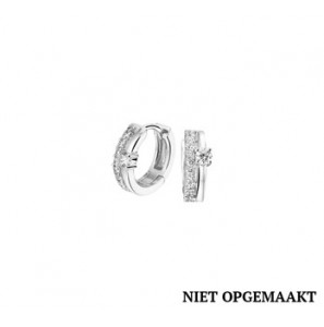 Zilveren klapcreool RH met zirconia 14 mm - 3160632
