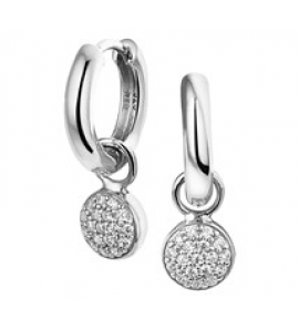 Zilveren klapcreolen RH met hanger/zirconia's - 3180460
