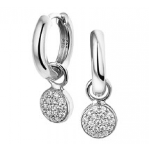 Zilveren klapcreolen RH met hanger/zirconia's - 3180460