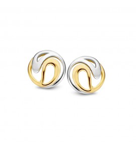 Goud bi-colour oorknop wave ronje - 3180600