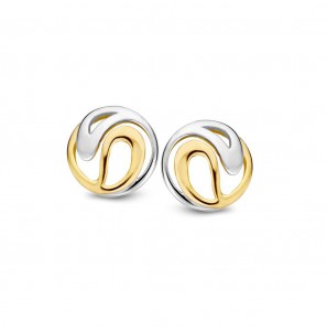 Goud bi-colour oorknop wave ronje - 3180600