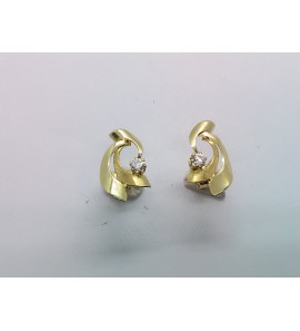 Goud oorknoppen glans/mat met zirkonia - 3151483