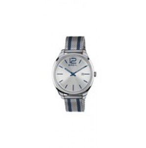 Breil heren horloge Clubs ss/blue mesh bracelet silver dial 50m - 3180714