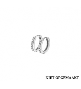 Zilveren klapcreolen RH met zirconia 2  x 13 mm - 3160411