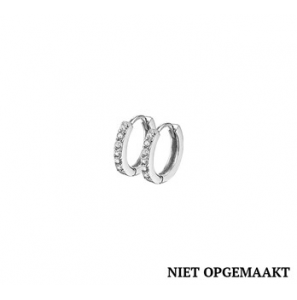 Zilveren klapcreolen RH met zirconia 2  x 13 mm - 3160411