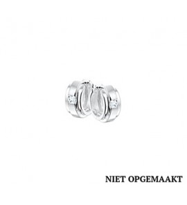 Zilveren klapcreolen vlak RH met zirconia 6 x 12,5 mm - 3160413