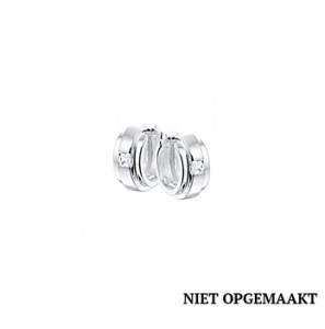 Zilveren klapcreolen vlak RH met zirconia 6 x 12,5 mm - 3160413