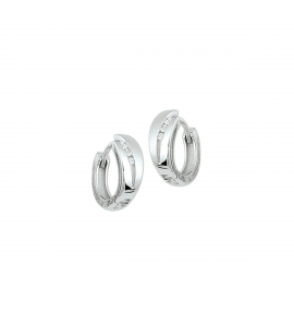 Zilveren klapcreolen RH mat/glans met zirconia 6 x 14,5 mm - 3160415