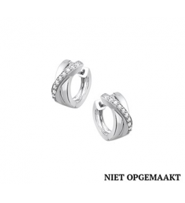 Zilveren klapcreolen RH met zirconia 6 x 14,5 mm - 3160416