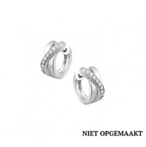 Zilveren klapcreolen RH met zirconia 6 x 14,5 mm - 3160416