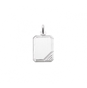 Zilveren graveerplaat RH rechthoek met streepjes 14x18 mm - 3160435