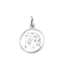 Zilver kinderkopje RH piekhaar in rand 16 mm meisje - 3160447