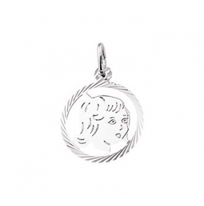 Zilver kinderkopje RH piekhaar in rand 16 mm meisje - 3160447