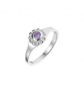 Zilver kinderring met paars zirkonia mt. 13 - 3180774