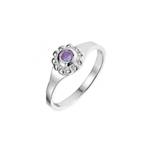 Zilver kinderring met paars zirkonia mt. 13 - 3180774