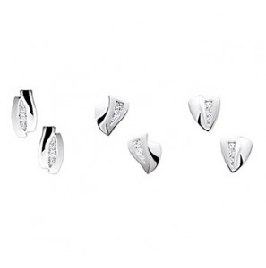 Zilveren oorknop RH mat/glans met zirconia - 3180872