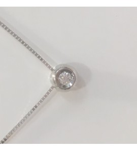 Witgouden collier venetiaans met hanger 0,03 crt briljant 42 cm - 3180971