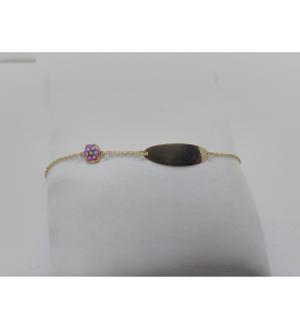 Goud baby plaatbandje print bloem 12-14 cm. - 3181026