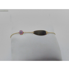 Goud baby plaatbandje print bloem 12-14 cm. - 3181026
