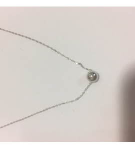 Goud wit collier anker met bal 6 mm  42-45 cm - 3181032