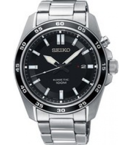 Seiko heren Kinetic staal bracelet zwart 100m - 3181257