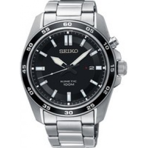 Seiko heren Kinetic staal bracelet zwart 100m - 3181257