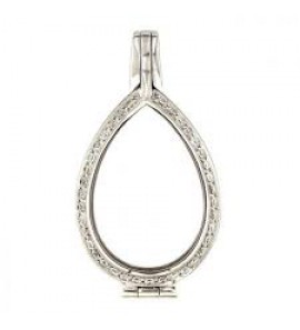 My iMenso Goccia (25mm) medallion peardrop with cz stones (925/rhod-plated) - 3181441