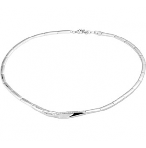 Zilver choker met schakels en zirconia 43-46 cm - 3181610