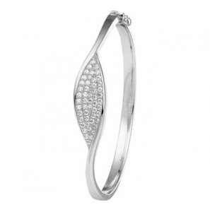 Zilveren slavenarmband RH met zirconia / scharnier  11 x 60 mm met 8-je - 3181617