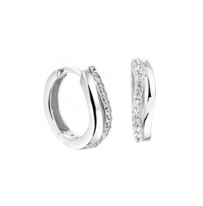 Zilveren klapcreolen RH met zirconia - 3181621