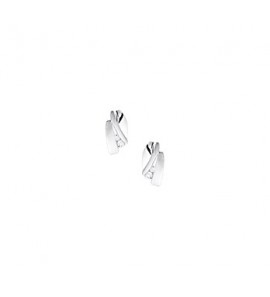 Zilveren oorknop RH mat/glans met zirconia - 3181650