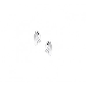 Zilveren oorknop RH mat/glans met zirconia - 3181650