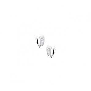 Zilveren oorknop RH mat/glans met zirconia - 3181651