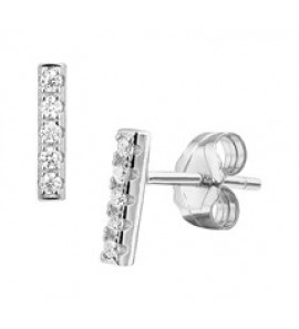 Zilveren oorknop RH staafje/zirconia's - 3181656