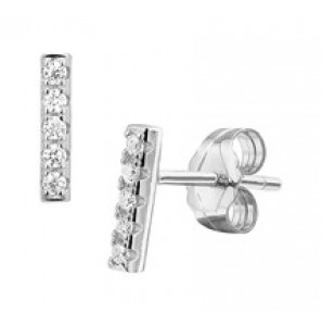 Zilveren oorknop RH staafje/zirconia's - 3181656