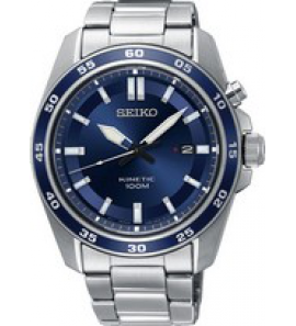 Seiko heren kinetic staal bracelet blauw 100m - 3181276