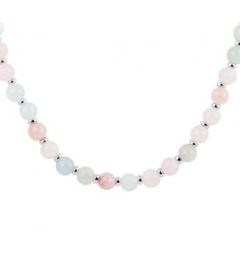 Zilveren collier RH met morganiet stenen (diverse kleuren) 42-45 cm - 3181287