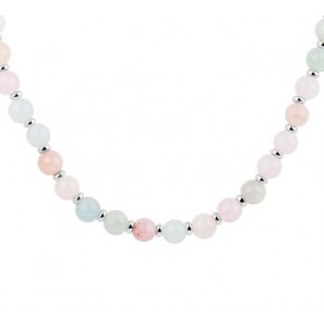 Zilveren collier RH met morganiet stenen (diverse kleuren) 42-45 cm - 3181287