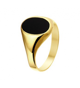 Goud dames zegel ring met onyx 12.5x10.5 mt. 18 - 3181942